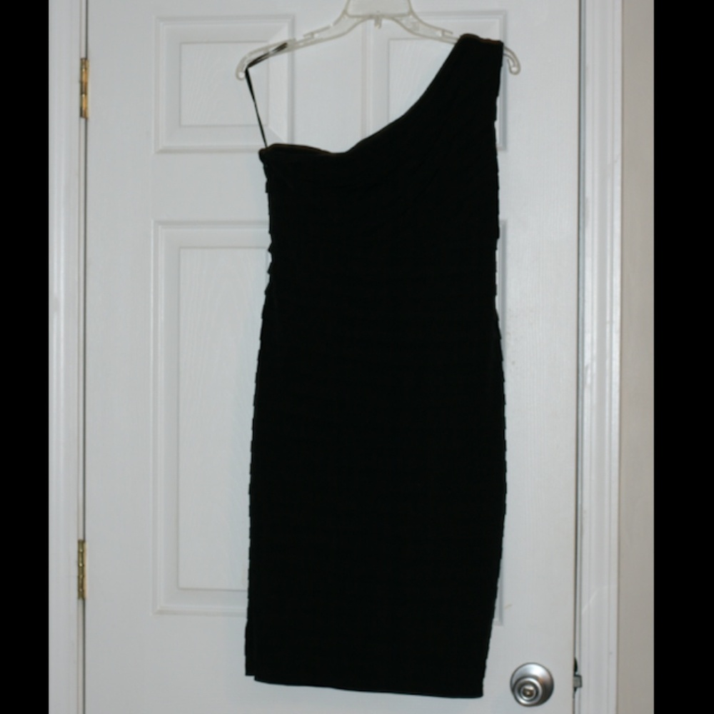 One-Shoulder London Times Semi-Formal Black Dress